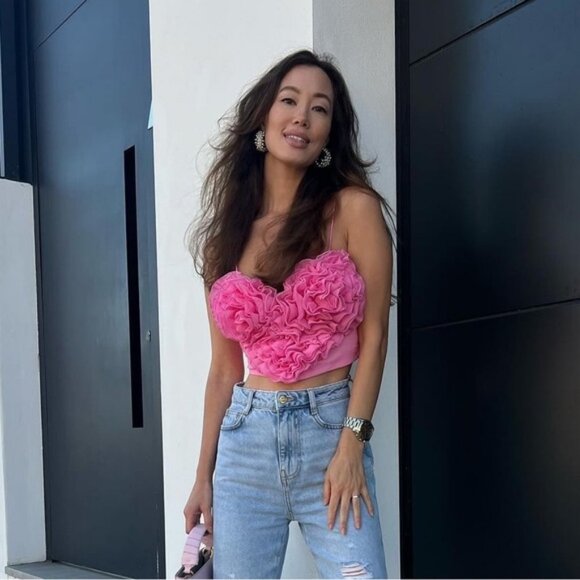 NWT GORGEOUS ZARA VOLUMINOUS HEART CROP TOP - Picture 15 of 16